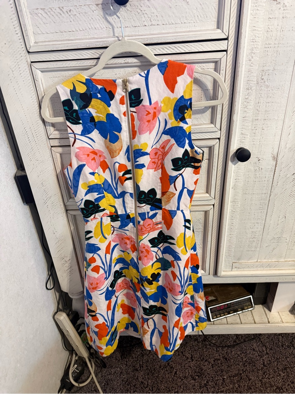 J. Crew Sleeveless Floral Midi Dress - White with Blue, Pink, Yellow & Orange